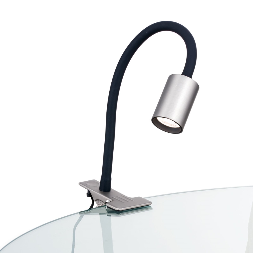 LED Fleksibilna stona lampa sa štipaljkom KURT LED/5W/230V srebrno