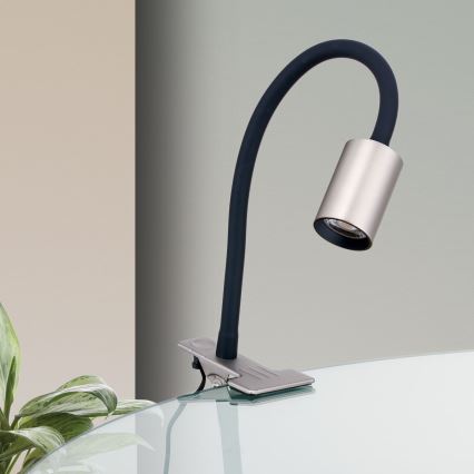 LED Fleksibilna stona lampa sa štipaljkom KURT LED/5W/230V srebrno