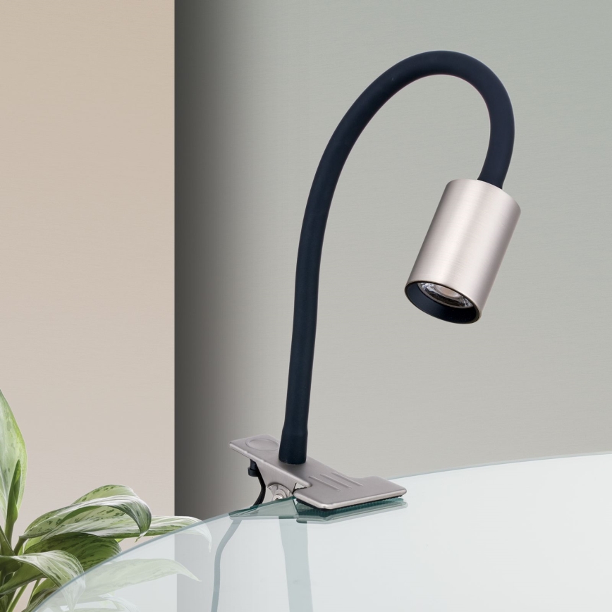 LED Fleksibilna stona lampa sa štipaljkom KURT LED/5W/230V srebrno
