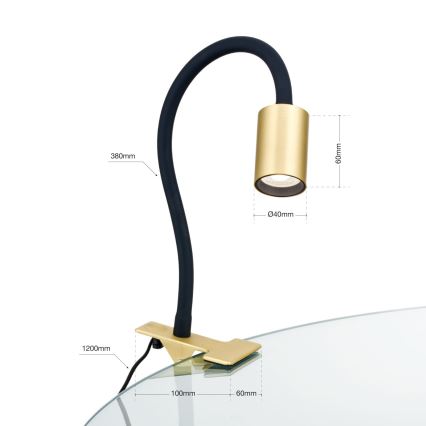 LED Fleksibilna stona lampa sa štipaljkom KURT LED/5W/230V zlatna