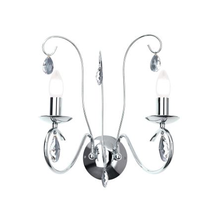 Kristalna zidna lampa ALESSIA 2xE14/40W/230V sjajni krom