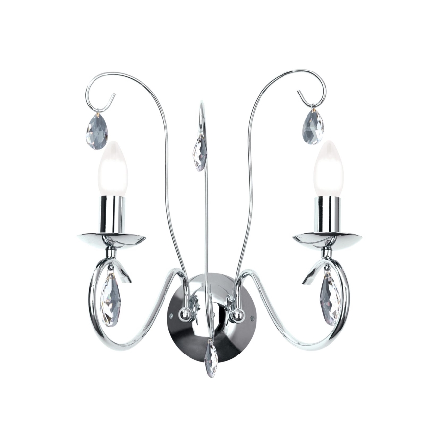 Kristalna zidna lampa ALESSIA 2xE14/40W/230V sjajni krom
