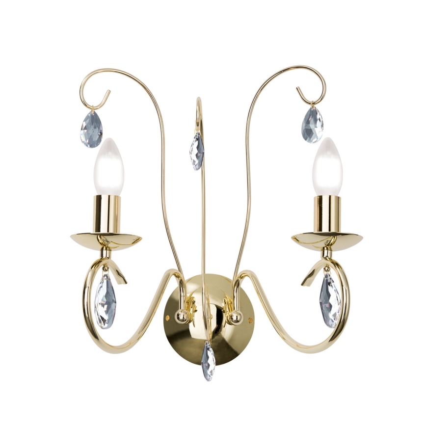 Kristalna zidna lampa ALESSIA 2xE14/40W/230V zlatna