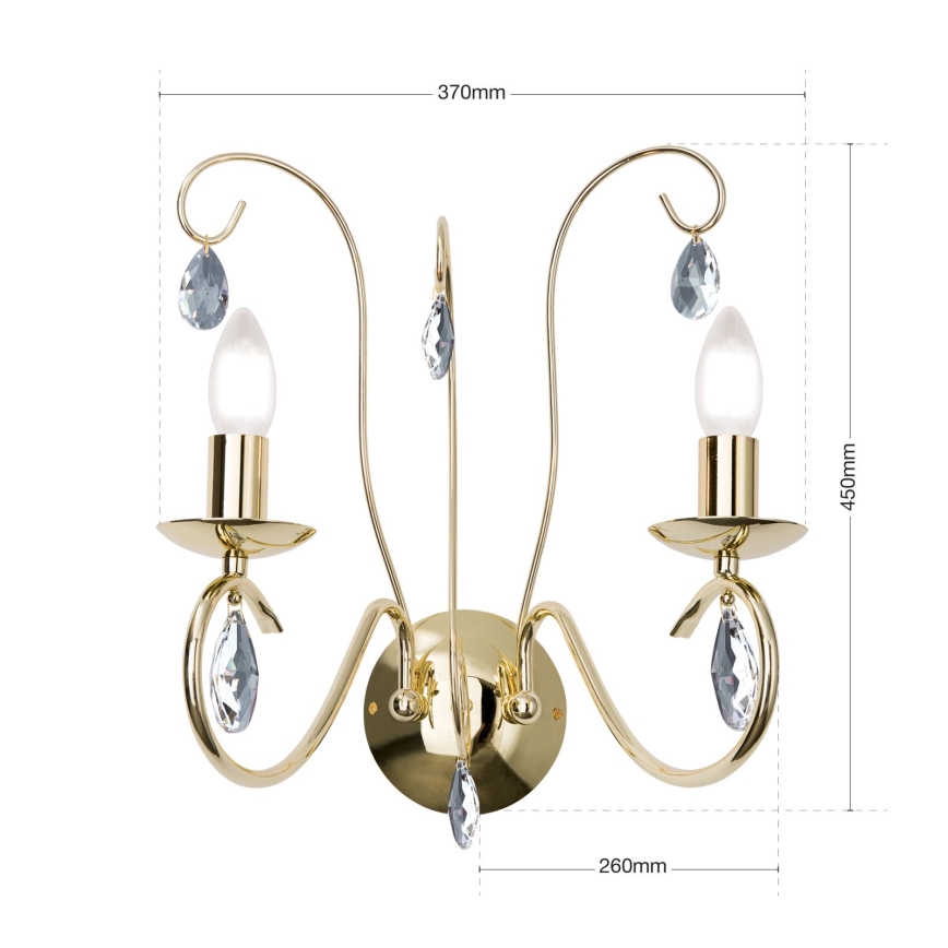Kristalna zidna lampa ALESSIA 2xE14/40W/230V zlatna