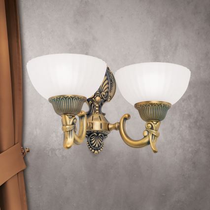 Zidna lampa ROCCA 2xE27/60W/230V bronzana/bela