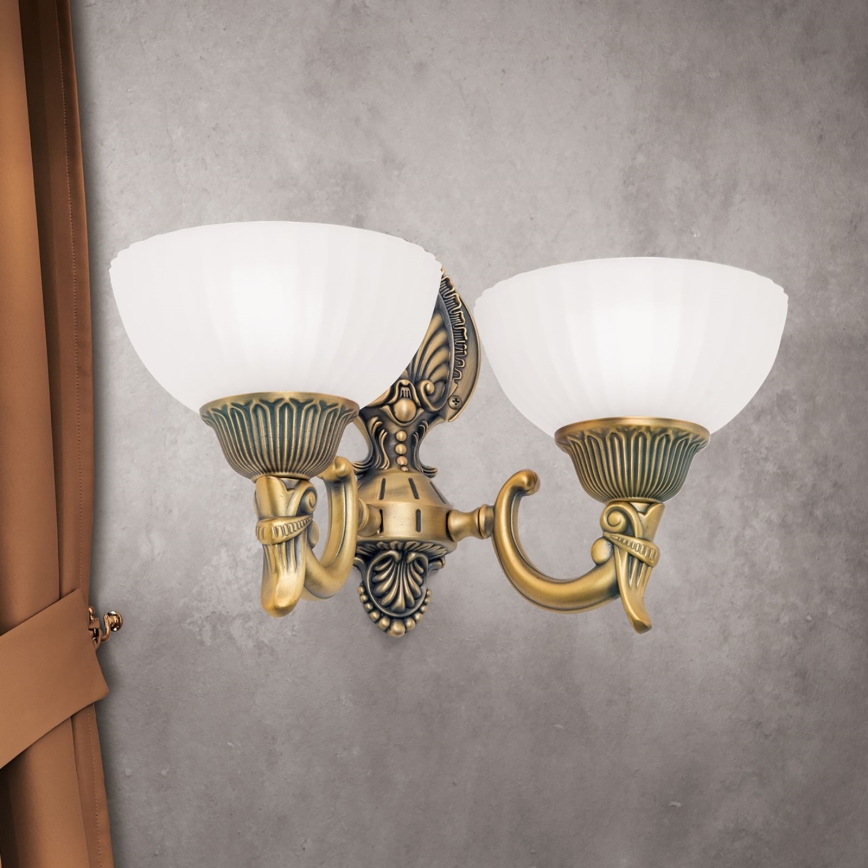 Zidna lampa ROCCA 2xE27/60W/230V bronzana/bela