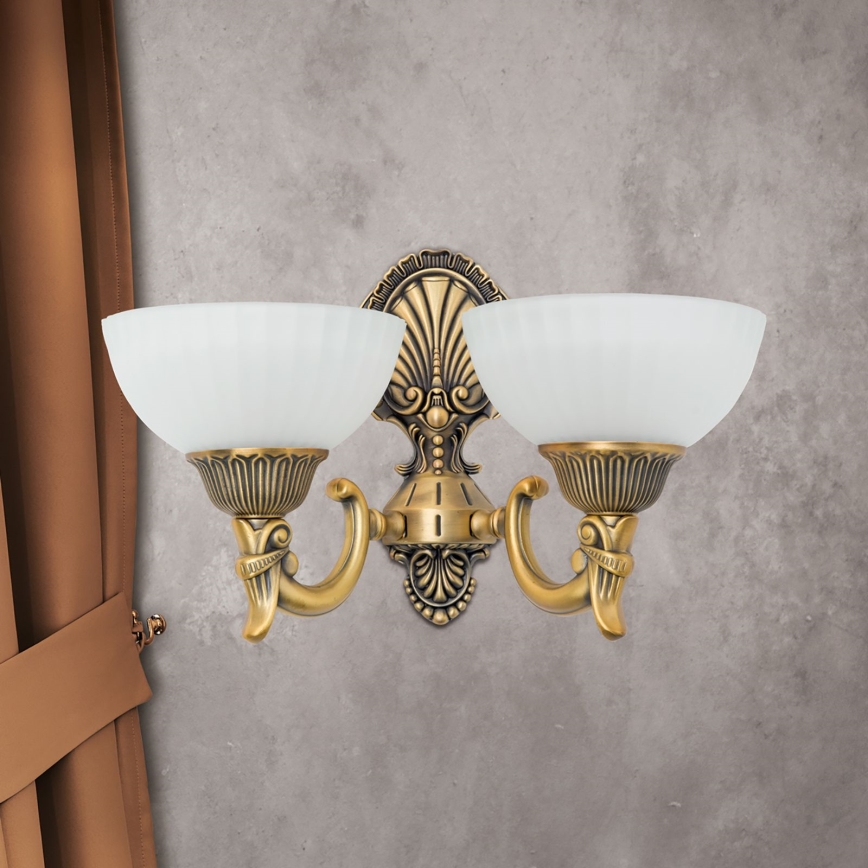 Zidna lampa ROCCA 2xE27/60W/230V bronzana/bela