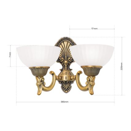 Zidna lampa ROCCA 2xE27/60W/230V bronzana/bela