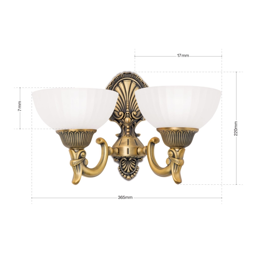 Zidna lampa ROCCA 2xE27/60W/230V bronzana/bela
