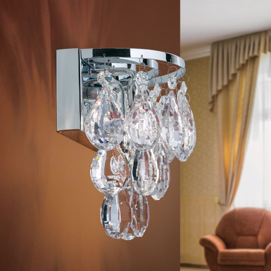 Kristalna zidna lampa CELESTE 2xG9/40W/230V sjajni krom