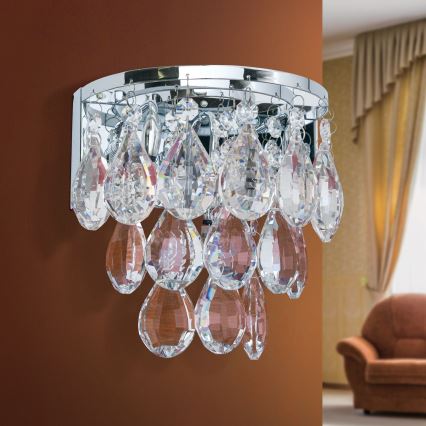 Kristalna zidna lampa CELESTE 2xG9/40W/230V sjajni krom