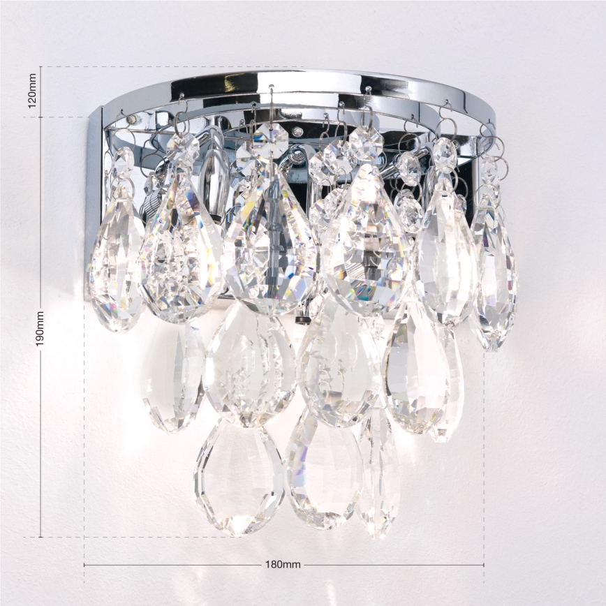 Kristalna zidna lampa CELESTE 2xG9/40W/230V sjajni krom