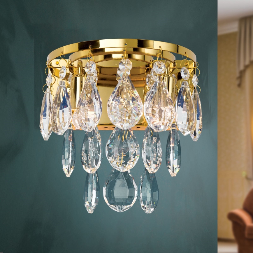 Kristalna zidna lampa CELESTE 2xG9/40W/230V zlatna