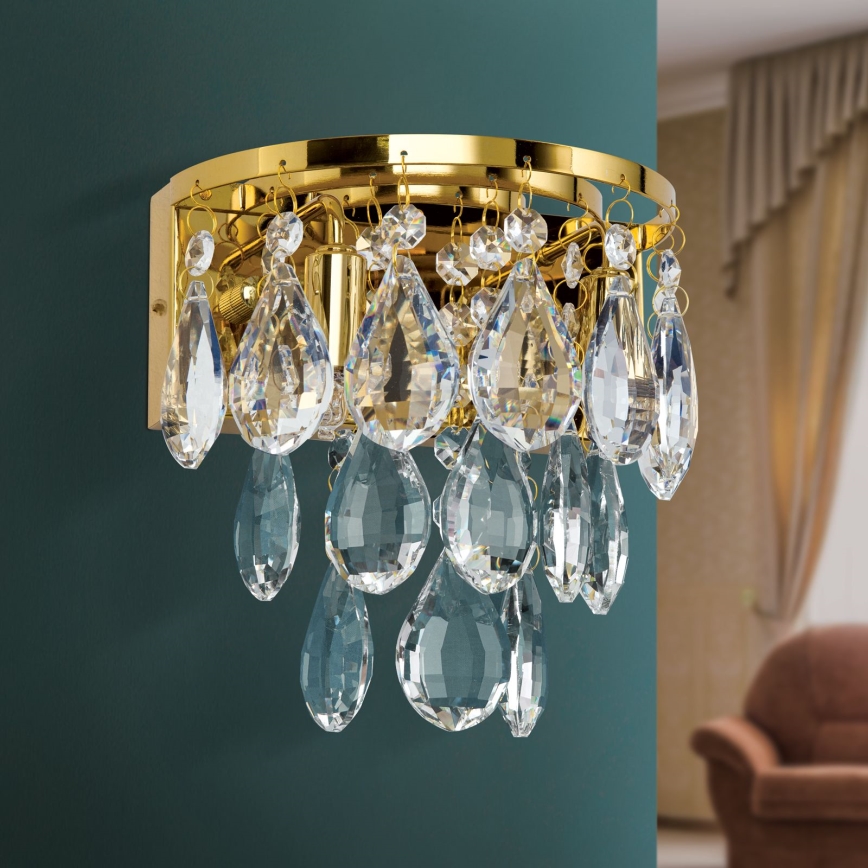 Kristalna zidna lampa CELESTE 2xG9/40W/230V zlatna