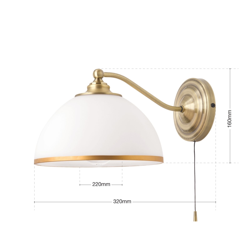 Zidna lampa OLD LAMP 1xE27/40W/230V bela/mesing
