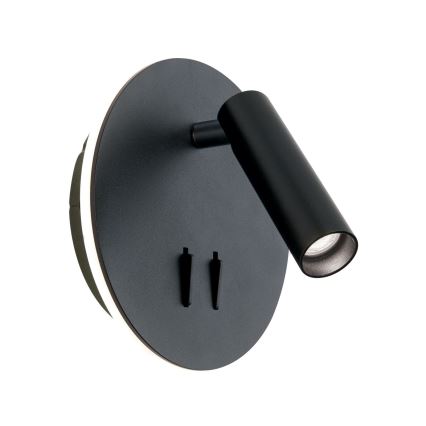LED Zidna reflektorska lampa LENNY LED/6W/230V + LED/3W crno