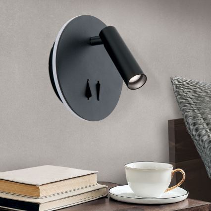 LED Zidna reflektorska lampa LENNY LED/6W/230V + LED/3W crno
