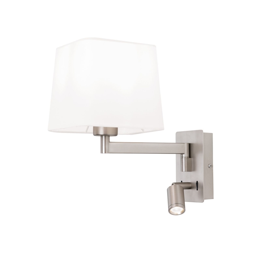 LED Zidna lampa CARLTON 1xE27/40W/230V + LED/3W bela/mat krom