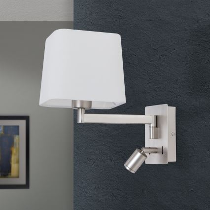 LED Zidna lampa CARLTON 1xE27/40W/230V + LED/3W bela/mat krom