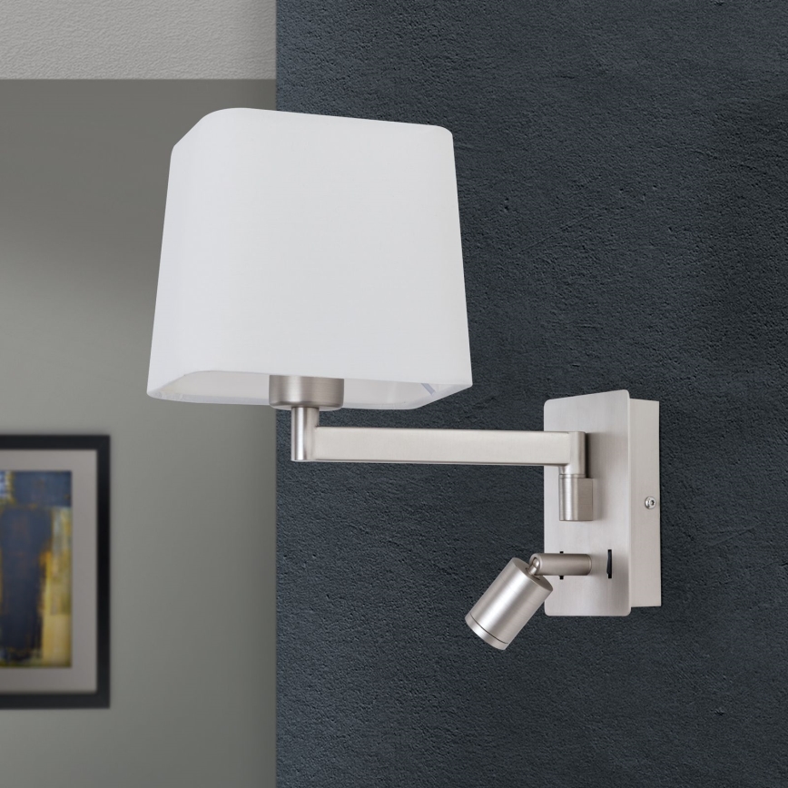 LED Zidna lampa CARLTON 1xE27/40W/230V + LED/3W bela/mat krom