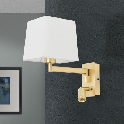 LED Zidna lampa CARLTON 1xE27/40W/230V + LED/3W bela/zlatna