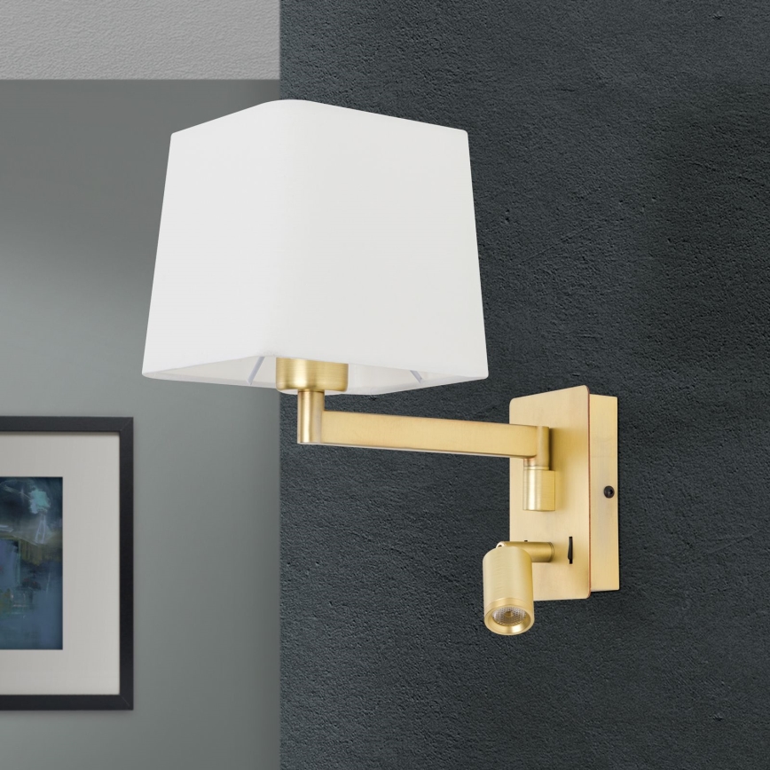 LED Zidna lampa CARLTON 1xE27/40W/230V + LED/3W bela/zlatna