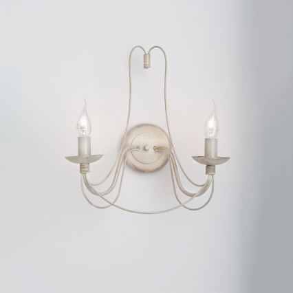 Zidna lampa VELA 2xE14/40W/230V bela/zlatna/patina
