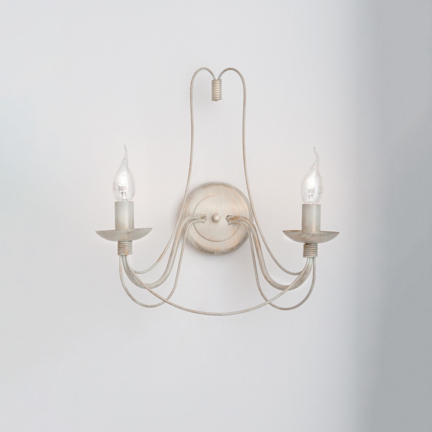 Zidna lampa VELA 2xE14/40W/230V bela/zlatna/patina