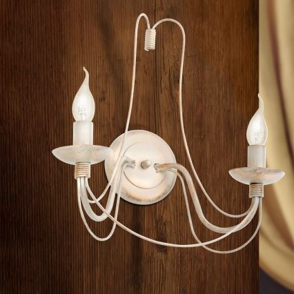 Zidna lampa VELA 2xE14/40W/230V bela/zlatna/patina