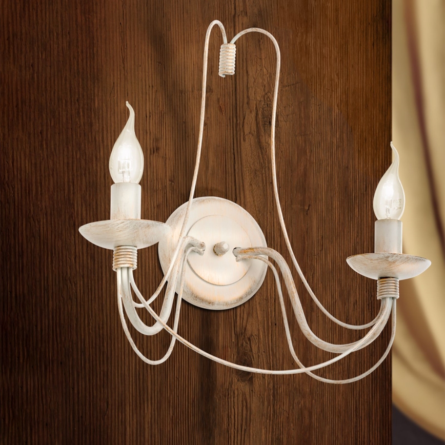 Zidna lampa VELA 2xE14/40W/230V bela/zlatna/patina