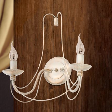 Zidna lampa VELA 2xE14/40W/230V bela/zlatna/patina