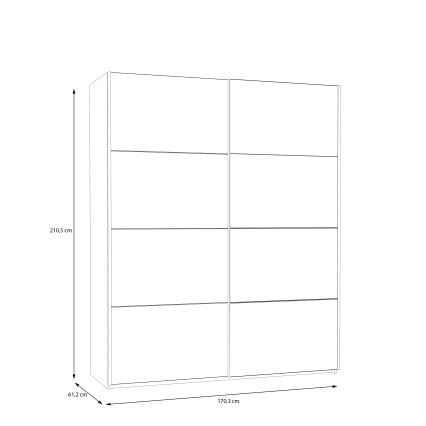 Ormar sa ogledalom KARO 170 x 210 cm, beo
