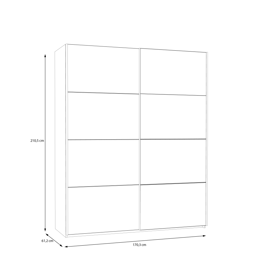 Ormar sa ogledalom KARO 170 x 210 cm, beo