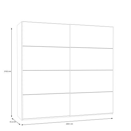 Ormar sa ogledalom KARO 220x210 cm u beloj boji