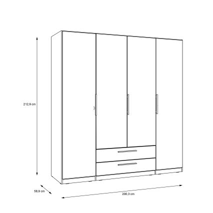 Ormar sa ogledalom MARO 200x213 cm hrast artisan