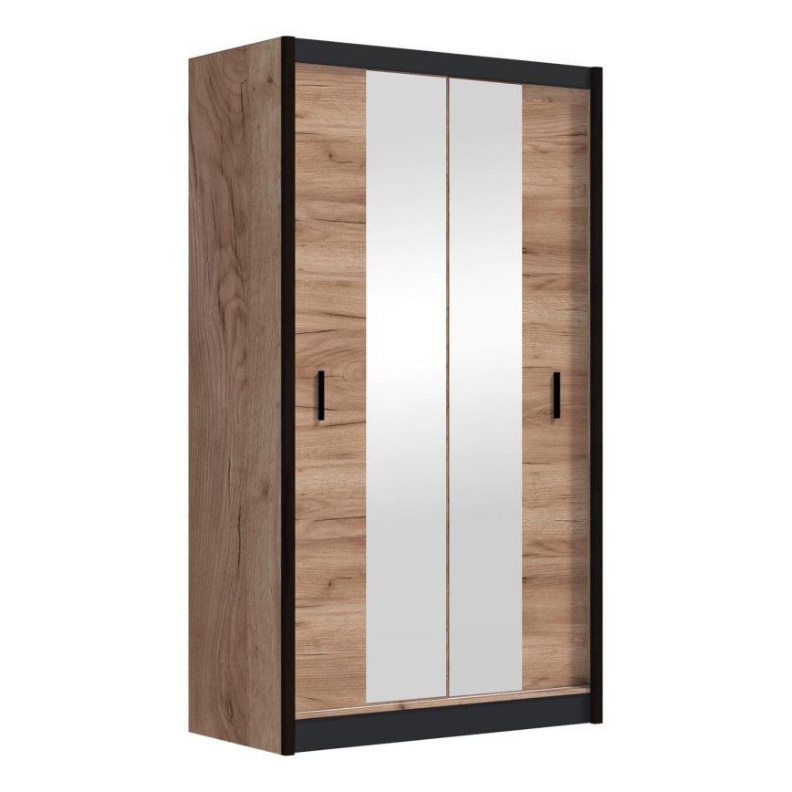 Ormar sa ogledalom MIRO 120x215 cm hrast craft/crna