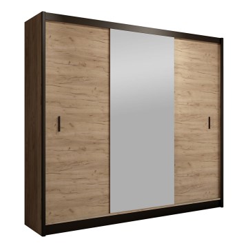 Ormar sa ogledalom MIRO 203x215 cm hrast craft/crna