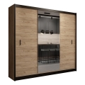 Ormar sa ogledalom MIRO 250x215 cm hrast craft/crna
