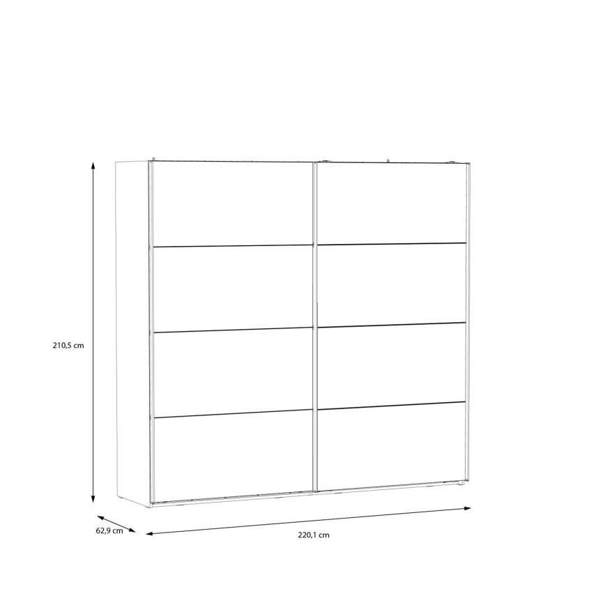 Ormar sa ogledalom OREN 220x210 cm hrast artisan