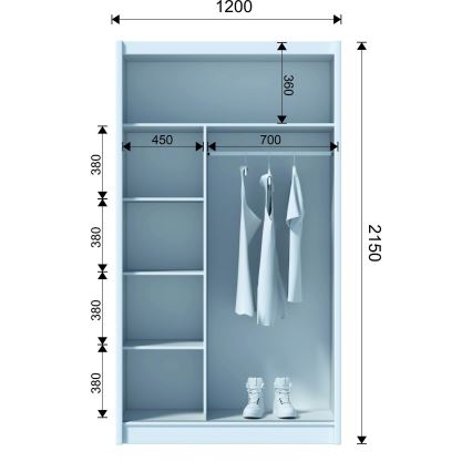 Ormar sa ogledalom SABRINA 120x215 cm hrast craft