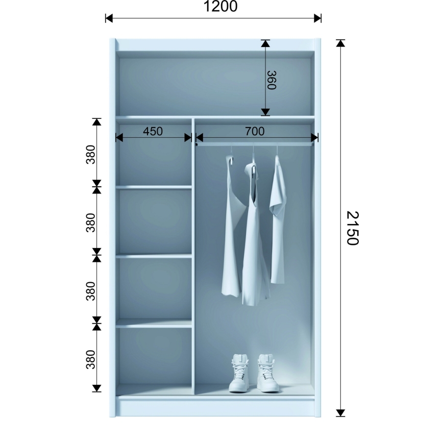Ormar sa ogledalom SABRINA 120x215 cm, sonoma hrast