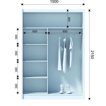 Ormar sa ogledalom SABRINA 150x215 cm beo