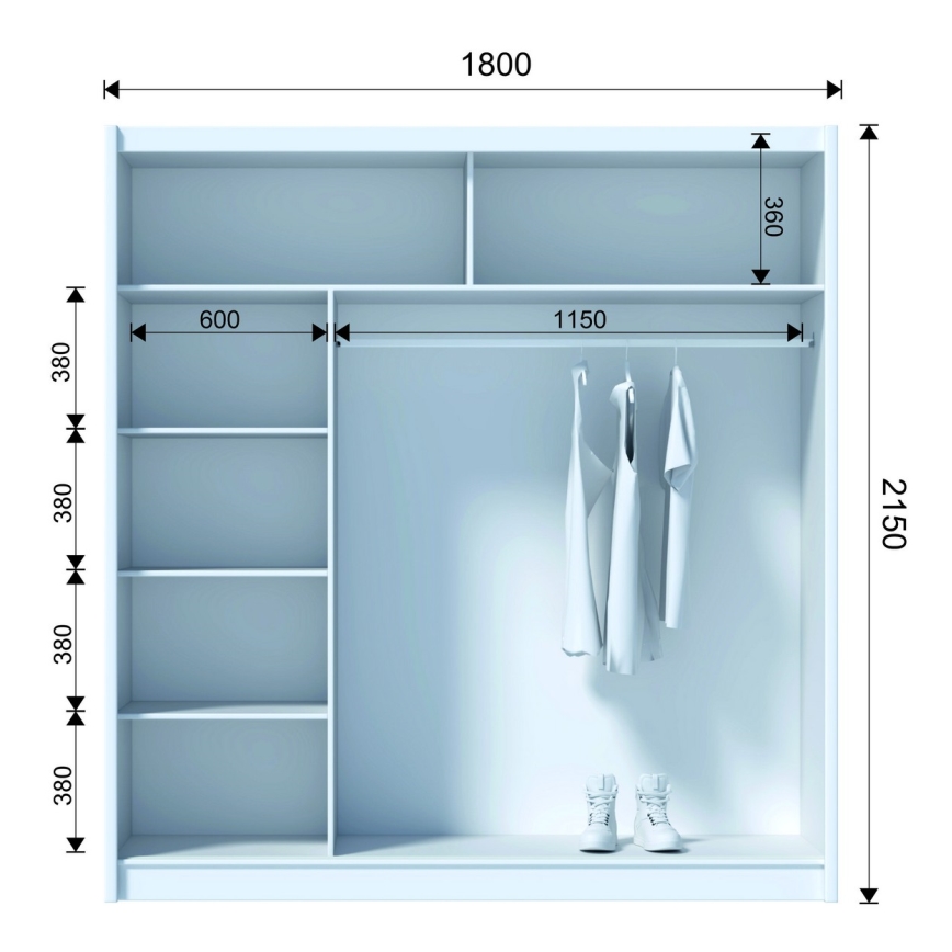 Ormar sa ogledalom SABRINA 180x215 cm hrast craft