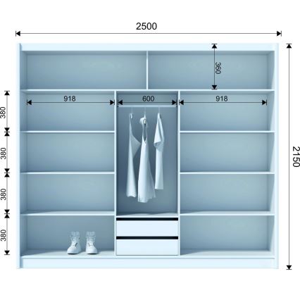 Ormar sa ogledalom SABRINA 250x215 cm hrast sonoma