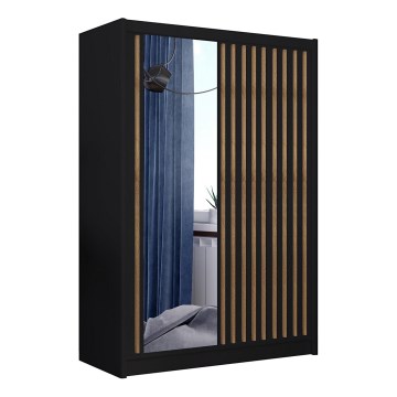 Ormar sa ogledalom SANTINO 150x215 cm crna/hrast craft