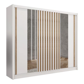 Ormar sa ogledalom SANTINO 250x215 cm bela/hrast craft