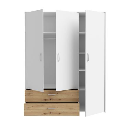 Ormar URO 152x190 cm, hrast artisan/bela