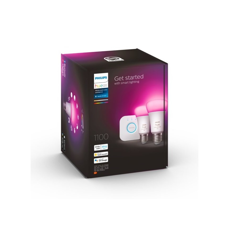 Početni paket Philips Hue WHITE AND COLOR AMBIANCE 2xE27/9W/230V 2000-6500K + uređaj za povezivanje