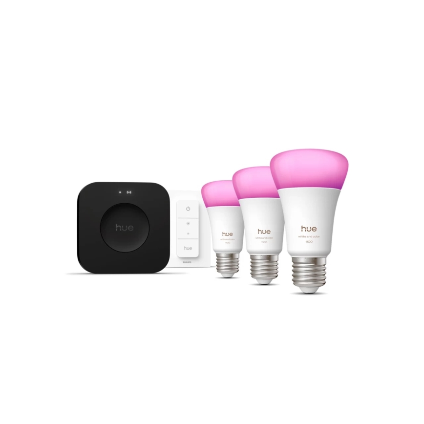 Osnovni komplet Philips Hue WHITE AND COLOR AMBIANCE 3xE27/8,1W 1000-20000K + uređaj za povezivanje