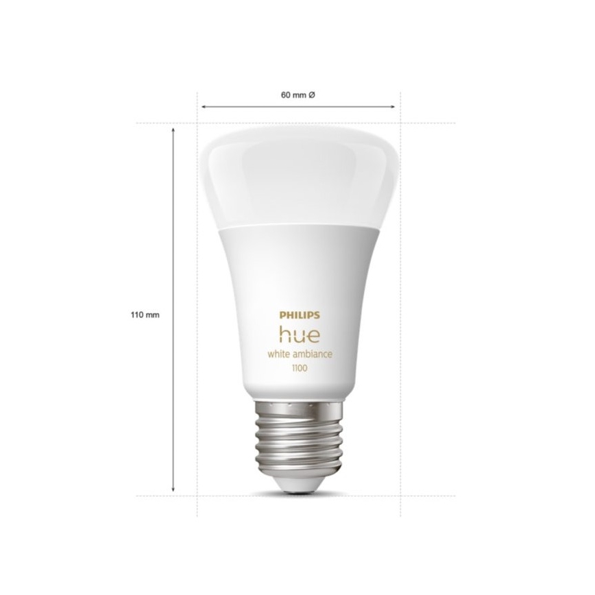 Osnovni set Philips Hue White Ambiance 3xE27/11W 2200-6500K + uređaj za povezivanje i Daljinski upravljač